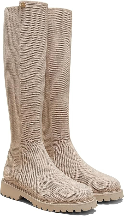 VIVAIA Filipa Women's Stretchy Wool Knee High Boots, Round Toe Lug Sole Water Repellent Warm Wint... | Amazon (US)