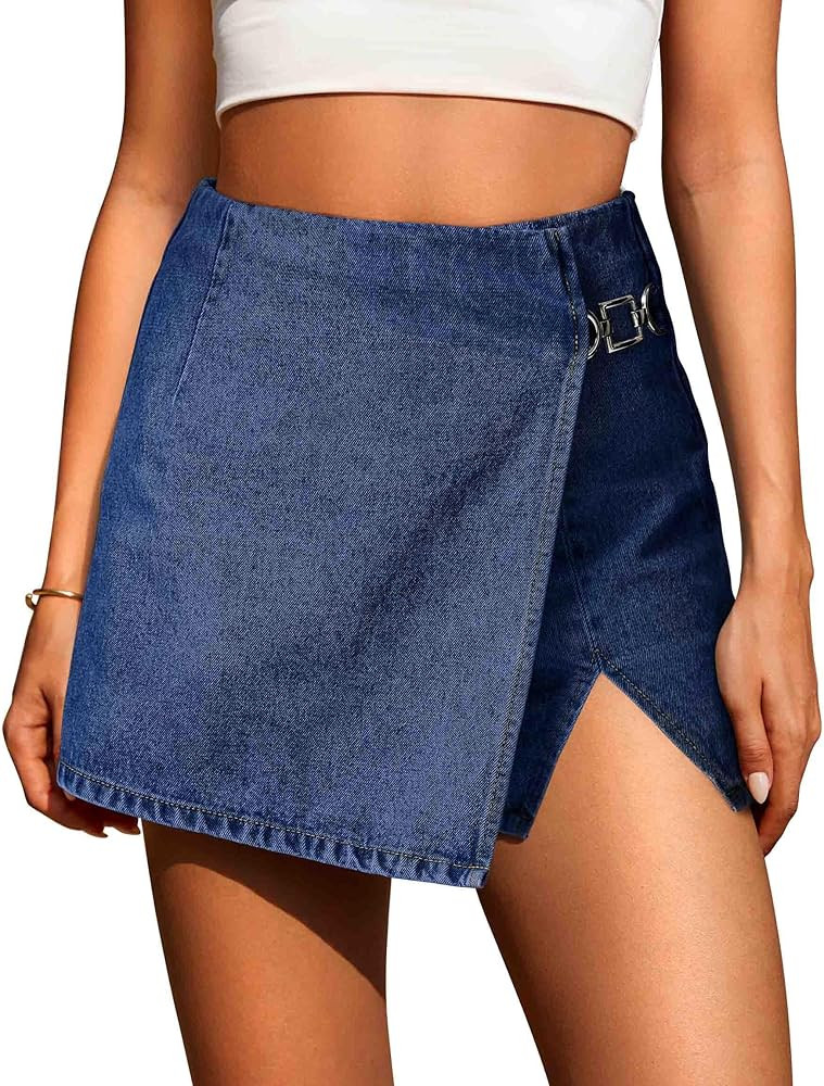 Eddoyee Western Y2K Denim Skort for Women Stretchy High Waisted Mini Skirt Trendy Country Skirts | Amazon (US)