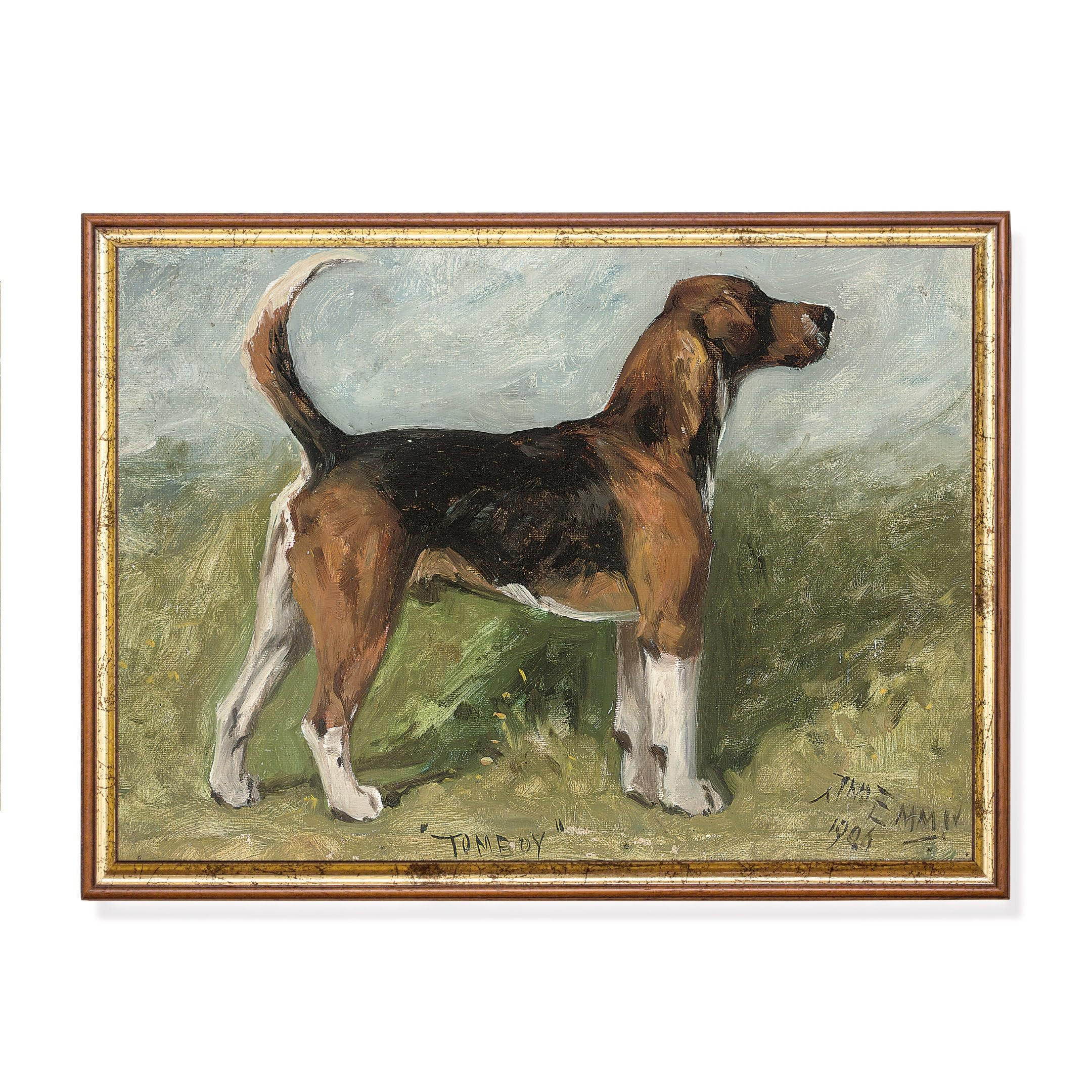 Generic Poster Beagle Painting, Vintage Dog Print, Rustic Oil Painting, Dog in Landscape, Dog Lov... | Amazon (US)