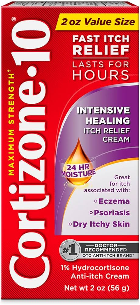 Cortizone-10 Maximum Strength Intensive Healing Itch Relief Cream, 1% Hydrocortisone, Fast-Acting... | Amazon (US)