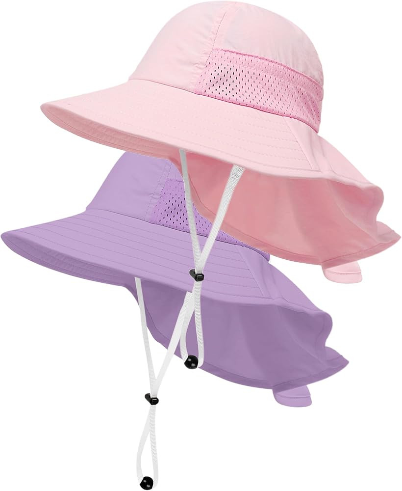 Toddler Baby Sun Hat Kids Summer Beach Essentials Adjustable Beach Hats with Bucket Wide Brim for... | Amazon (US)