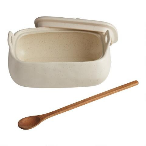 Speckled Covered Ceramic Baker with Spoon | World Market