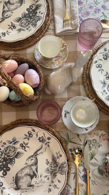 Our Easter table this year. I think these bunny plates make the setting so special. I also love the addition of the vintage tea cups  and the play on all of the different floral patterns  

#LTKhome #LTKSeasonal #LTKstyletip