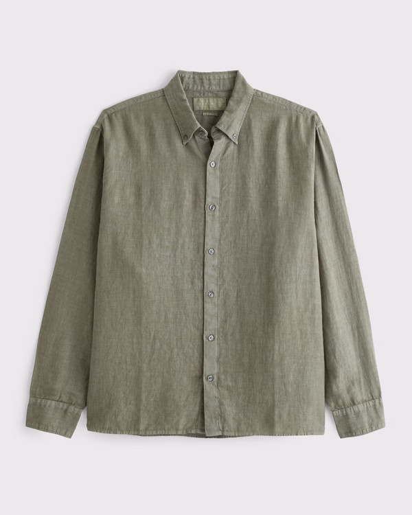 Linen Button-Up Shirt | Abercrombie & Fitch (US)