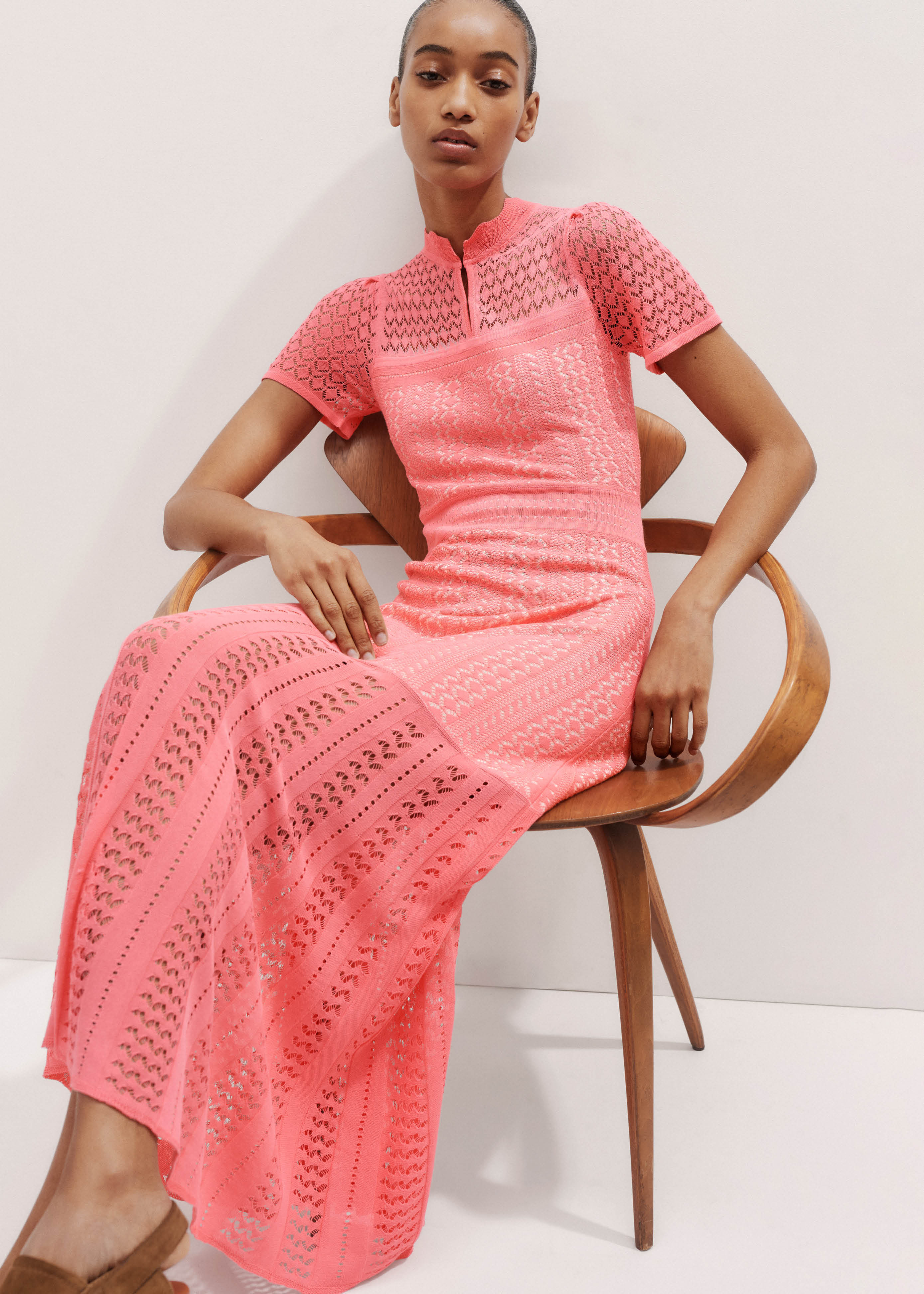 Women's Pink Conceal + Reveal Stitch Knit Maxi Dress | ME+EM | ME+EM US