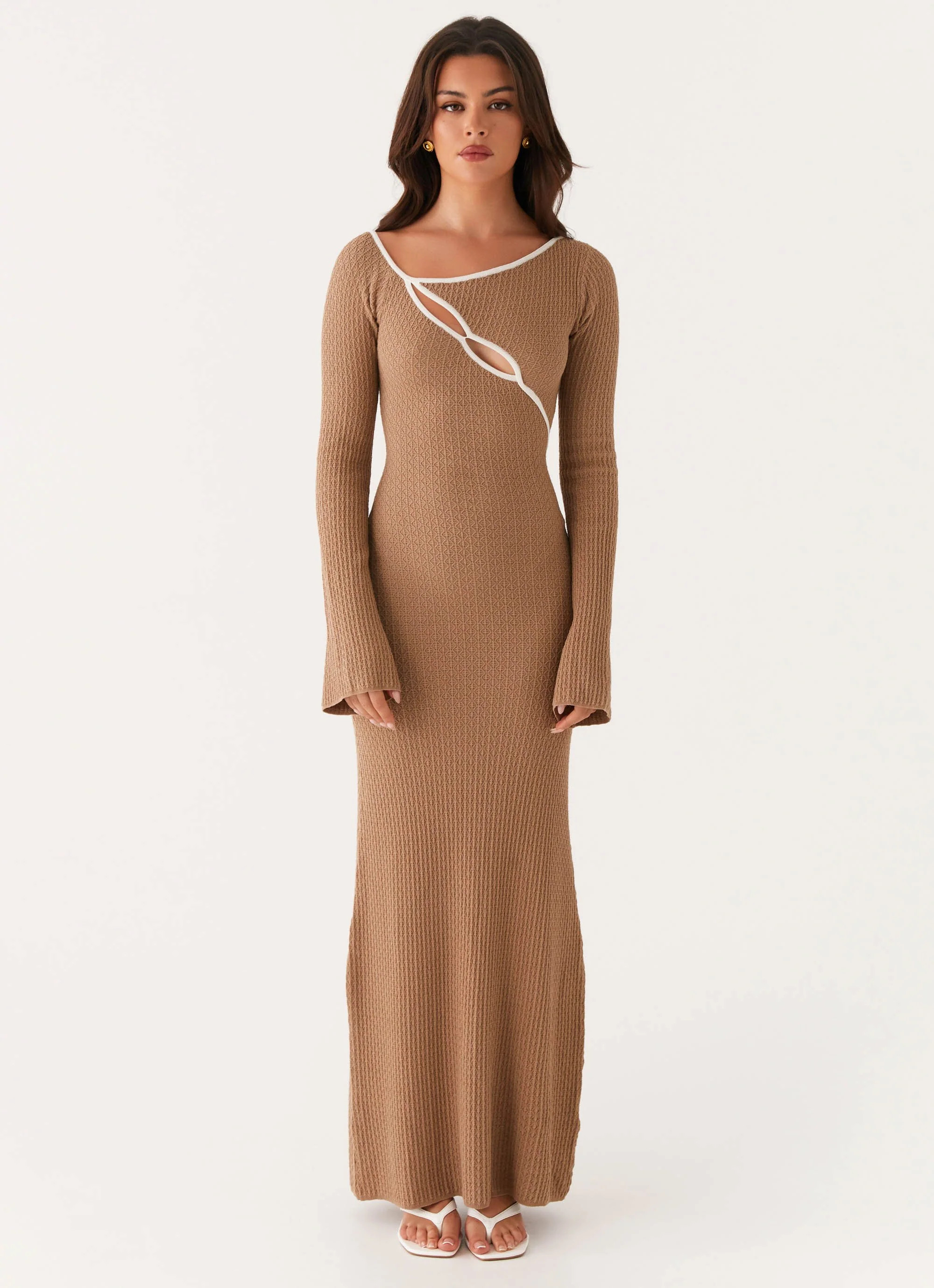 Hilary Crochet Maxi Dress - Tan | Peppermayo (Global)