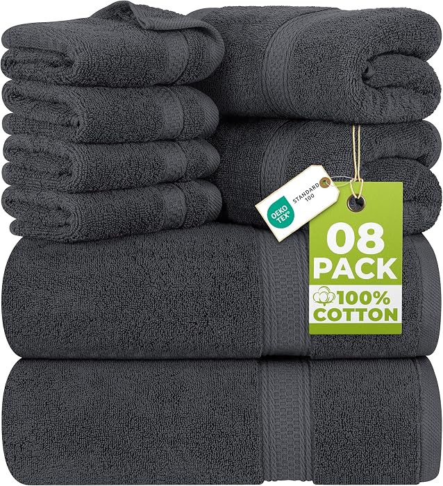 Utopia Towels 8 Piece Luxury Towel Set \u2013 Majestic Plush, Super Absorbent & Quicker-to-Dry, T... | Amazon (US)