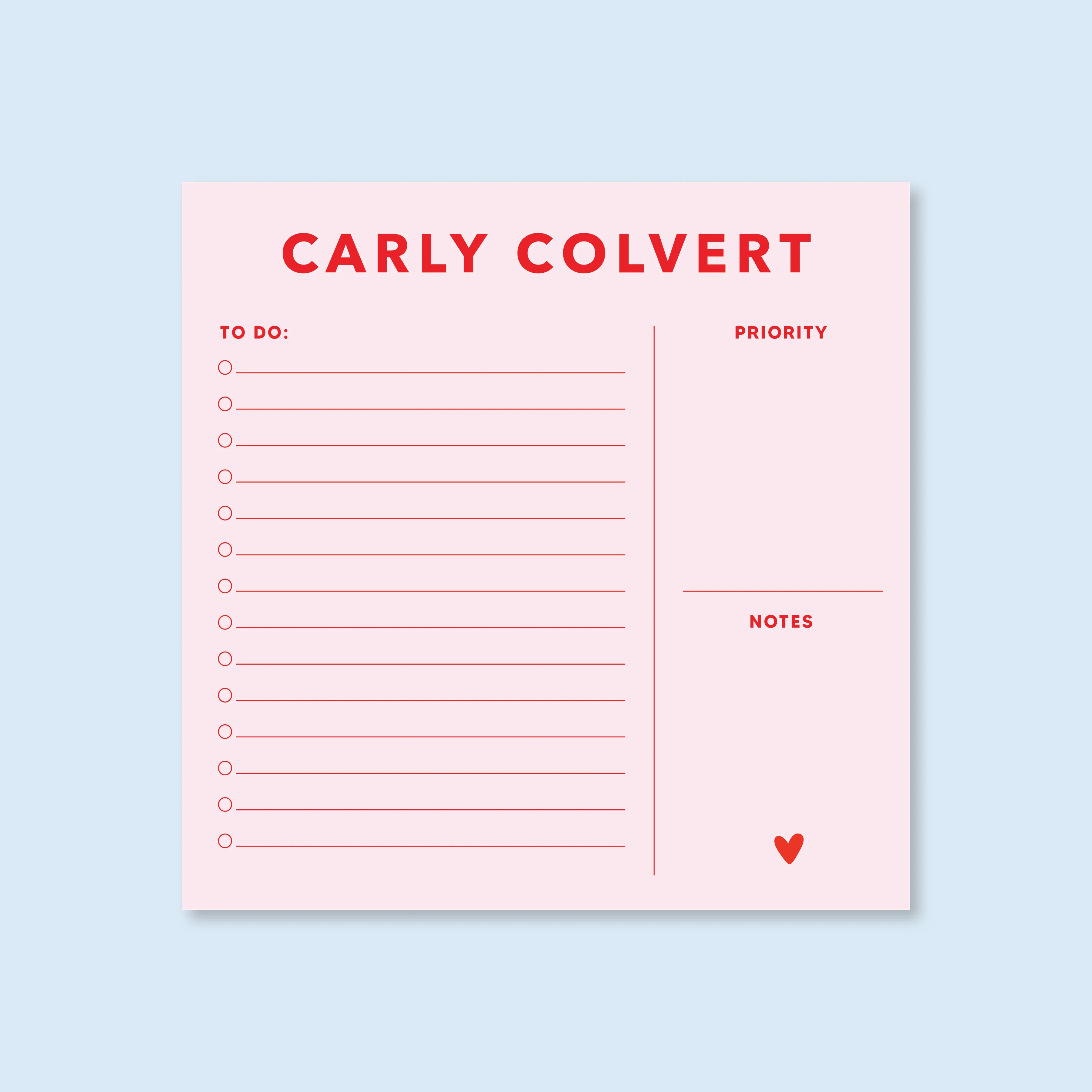 Valentine Pink & Red 8x8 Task Pad | Joy Creative Shop