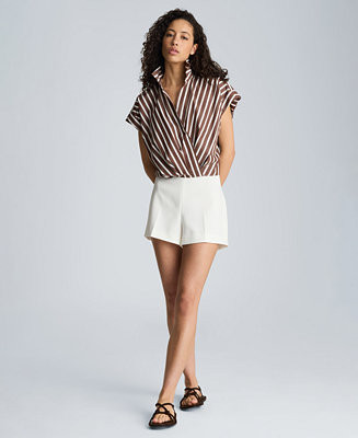Women's Cotton Striped Collared Neck Top | Macy's