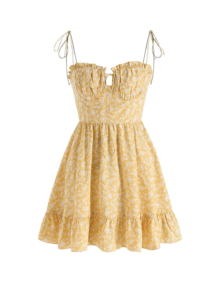 CIDER Womens Summer Dresses Floral Spaghetti Strap Cute Vacation Sundress Dress Boho Casual Outfi... | Amazon (US)