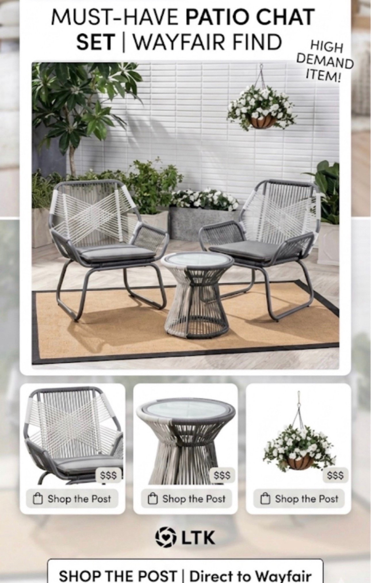 🚨 MUST-HAVE WAYFAIR DEAL ALERT! 🚨
The viral 3-piece patio chat set everyone has been hunting for is officially ranked #1, and it’s finally back in stock! ✨ If you’ve been looking to upgrade your balcony, porch, or patio without breaking the bank, this is your sign.
I am completely obsessed with the modern boho vibe of the woven rope detail and the sleek grey cushions. It’s the perfect cozy setup for morning coffee or evening wine. ☕️🍷 Plus, it’s compact enough for smaller spaces but doesn't skimp on comfort!
Quantities are super limited and this high-demand set will sell out fast again.
👇 HOW TO SHOP:
1️⃣ Click the link in my bio to shop my LTK storefront directly.
2️⃣ Tap the image to shop the exact chat set, side table, and matching outdoor decor!
Follow me on the @shop.ltk app for daily home finds, deals, and styling inspo!
#LTKhome #WayfairFinds #PatioDesign #OutdoorLiving #DealsAlert #HomeDecorInspo #CozyVibes #BalconyDecor #WayfairDeals

#LTKHome #LTKSaleAlert