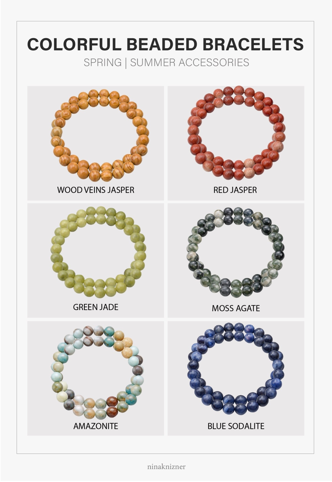 8mm beads to liven up your summer outfits..

These natural stone beads come loose with clear stretchy cord, so you can easily make your own bracelets or even necklaces. I have the picture jasper and amazonite, they’re both beautiful. My favorite way to wear the picture jasper is pair two with a gold watch. As for the amazonite, it’s sooo beautiful with a white outfit, but I’ve also worn it to Joshua Tree where I wore blue and cream outfits to compliment the yellowish tones of the landscape.

Amazon - 8mm Round Loose Gemstone Beads for Jewelry Making in Wood Veins Jasper, Red Jasper, Green Jade, Moss Agate, Amazonite, Blue Sodalite


#spring #summer #travel #destinations #coastal #westcoast #coastalcalifornia #vacation #mediterranean #europeansummer #essentials #staples #basics #musthave #capsulewardrobe #minimalist #accessories #springaccessories #summeraccessories #jewelry #bracelet #beads #colorful #orange #red #green #blue

#LTKSeasonal #LTKTravel