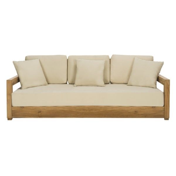 Ortega 76.8'' Wide Outdoor Teak Patio Sofa with Cushions | Wayfair North America