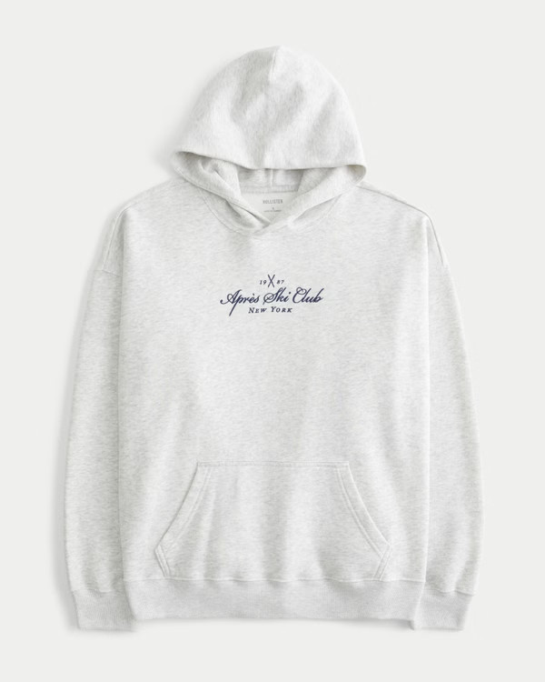 Women's Hollister Feel Good Fleece Ski New York Graphic Oversized Hoodie | Women's Tops | Hollist... | Hollister (US)