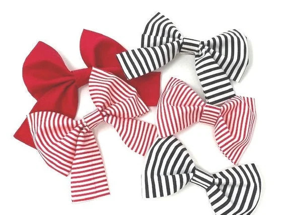 Dog Collar Bowtie, Red Bow Tie, Black, White, Stripe, Preppy, Bowties for girls, boys, Girly Dog ... | Etsy (US)