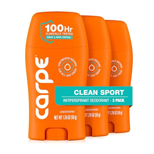 Carpe 100-Hour Antiperspirant Deodorant for Men, Clean Sport - 3 Pack | Amazon (US)