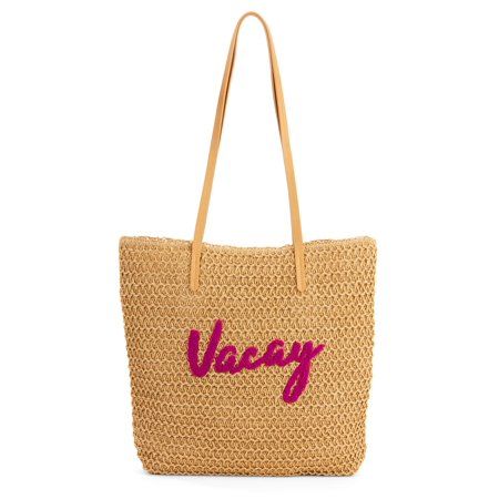 Time & Tru "Vacay" Packable Straw Tote | Walmart (US)