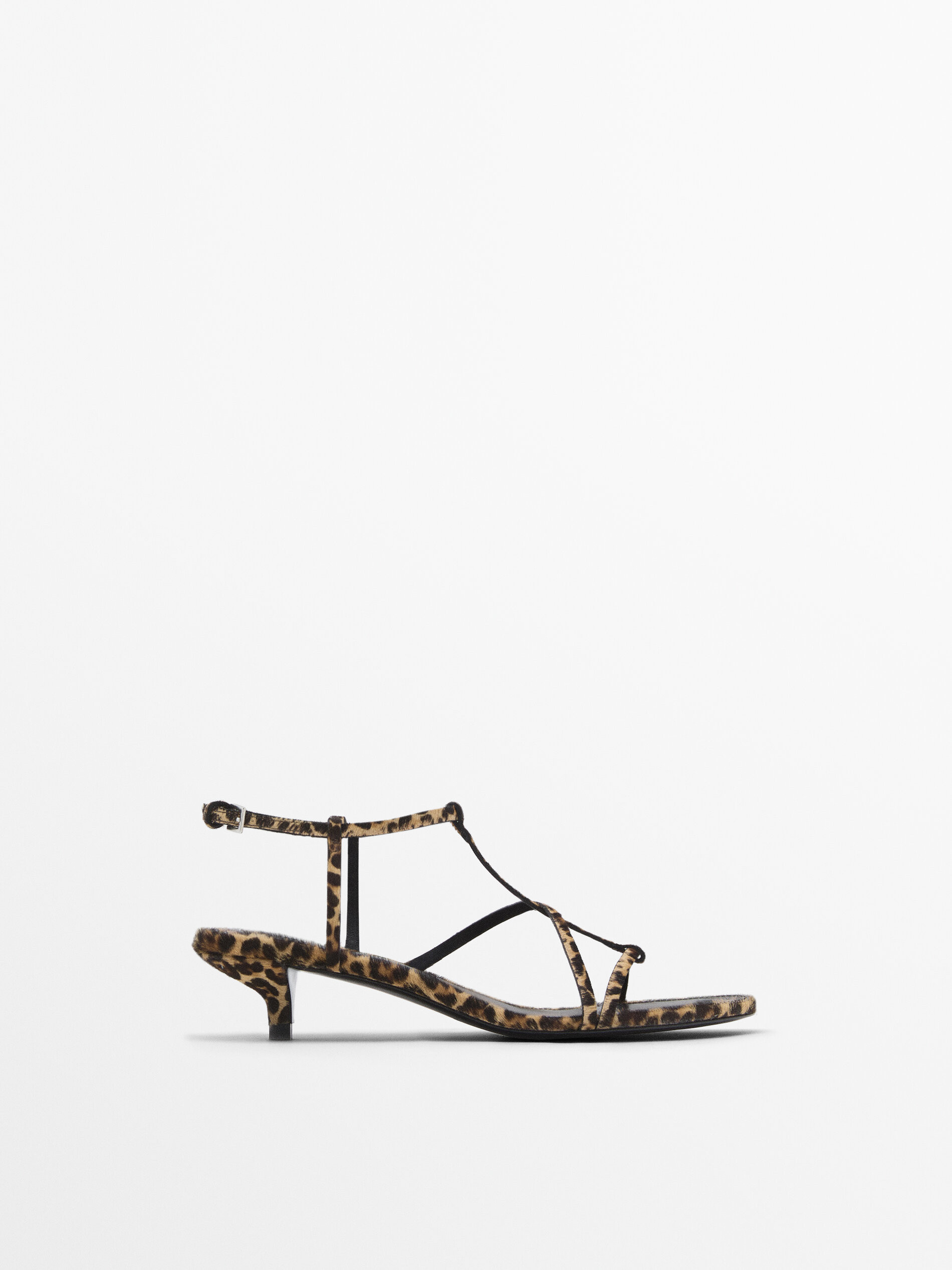 Strappy heeled animal print sandals | Massimo Dutti US
