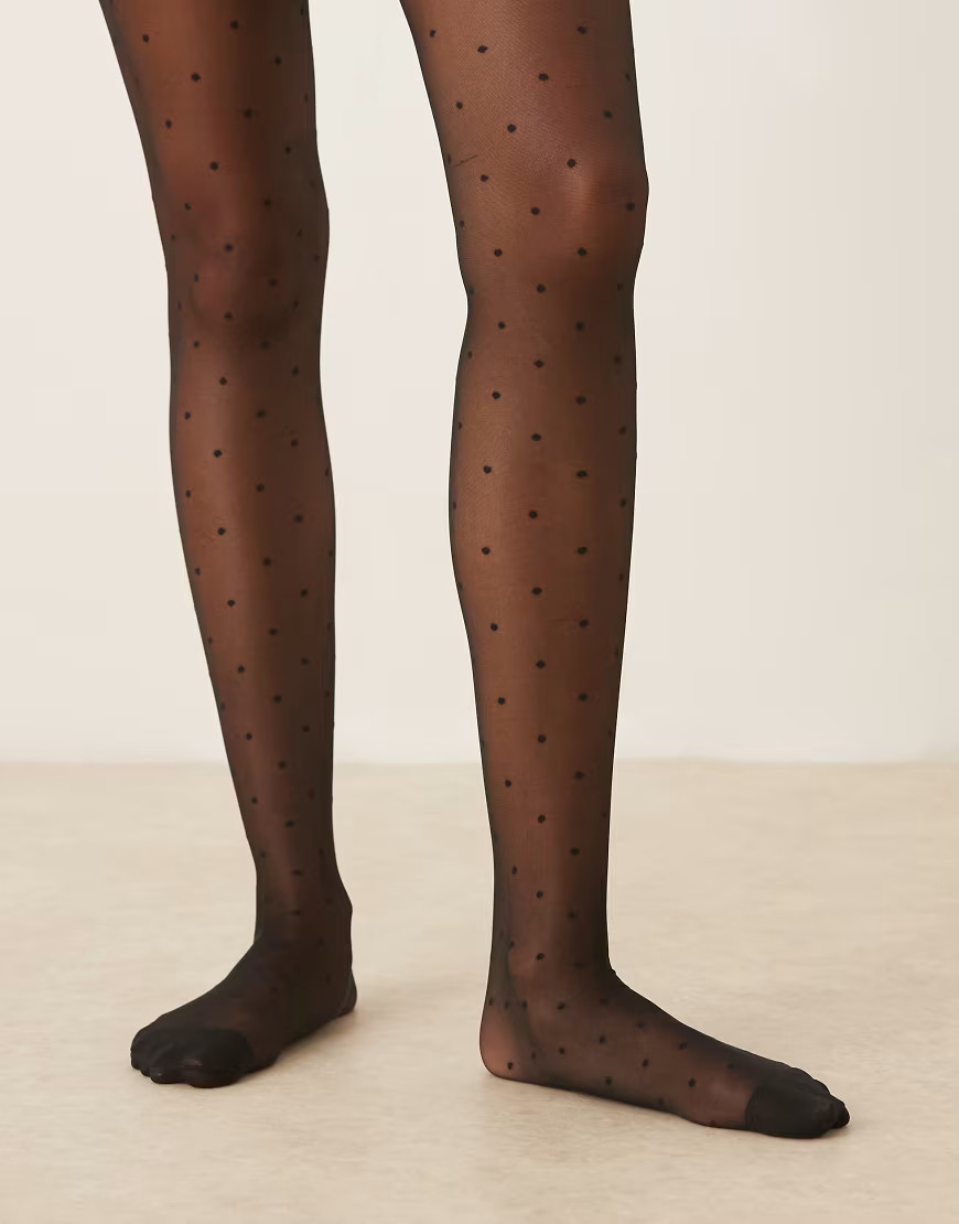 JJXX sheer tights with polka dots in black | ASOS (Global)