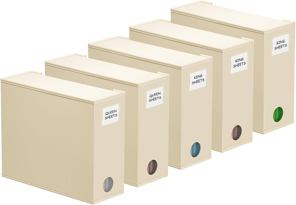 SpaceAid 5 Pack Bed Sheet Organizers and Storage, Foldable Sheet Organizer for Linen Closet, Shee... | Amazon (US)