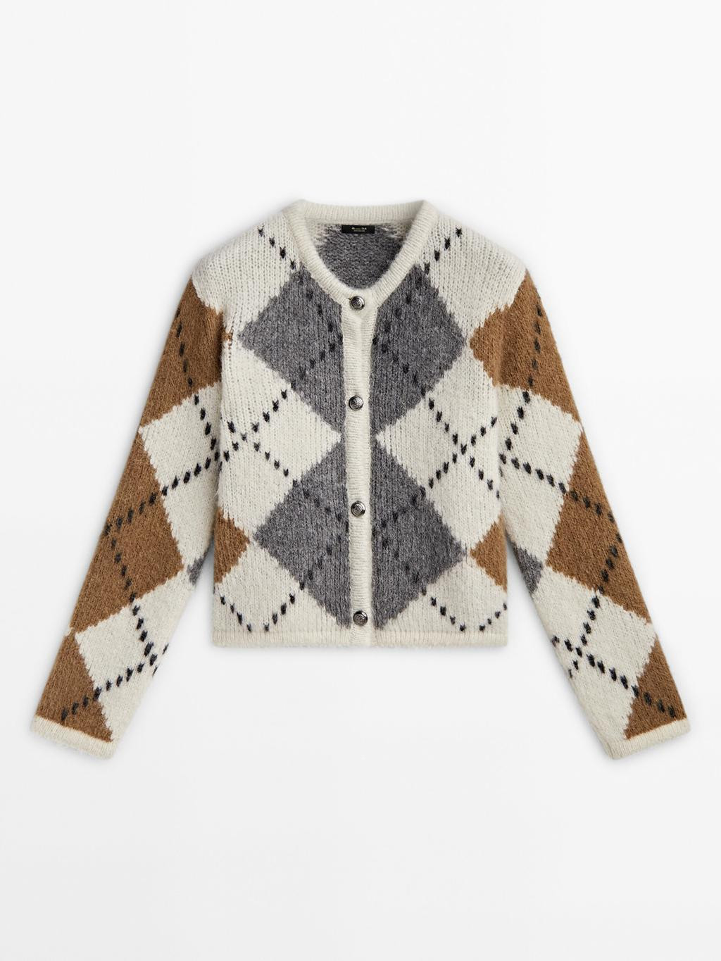 Strickcardigan mit Rautenmuster | Massimo Dutti DE