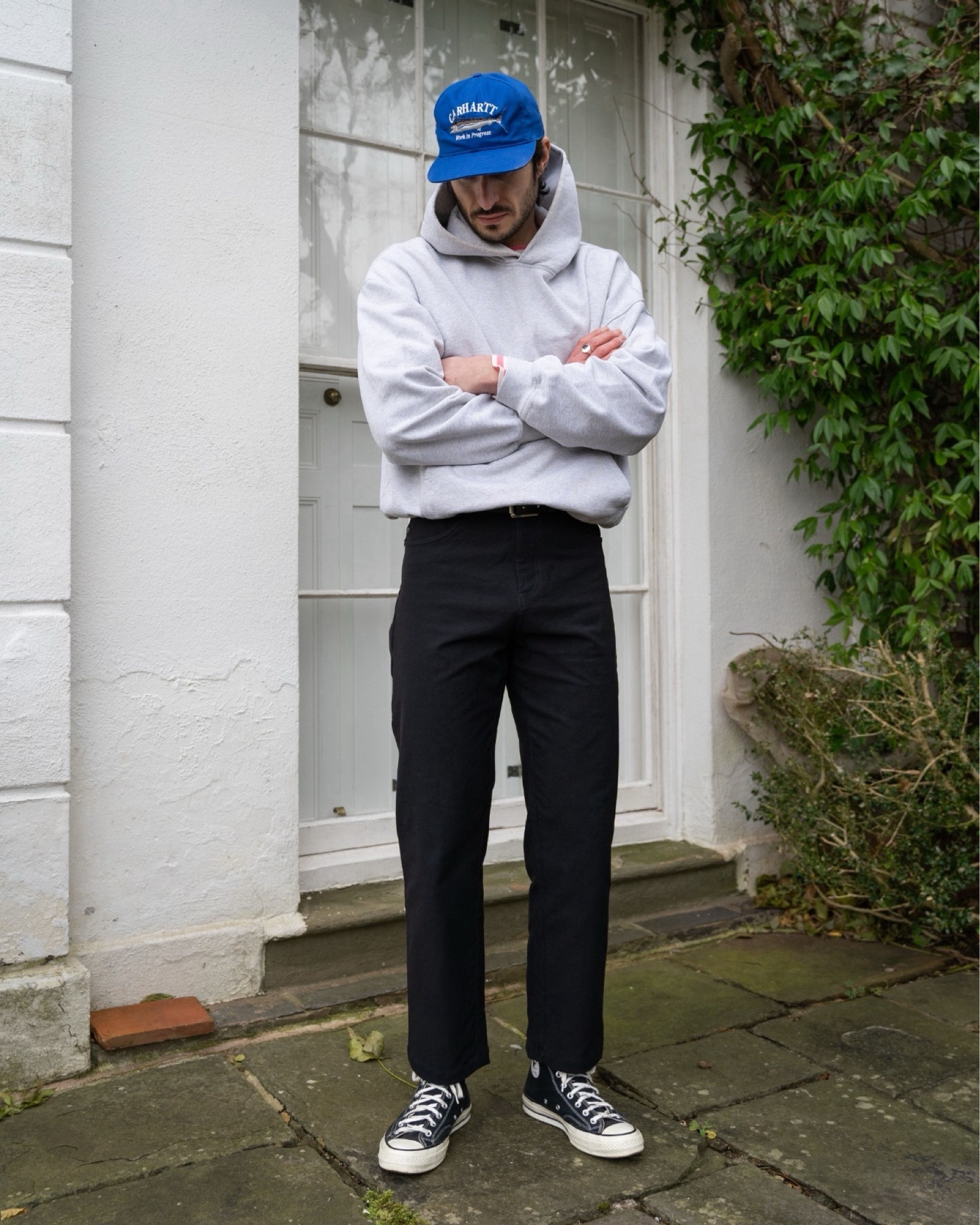 Converse Chuck
Carhartt Hat
Grey Hoodie
Black Trousers
Our Legacy Belt 

#LTKmens #LTKeurope #LTKSeasonal