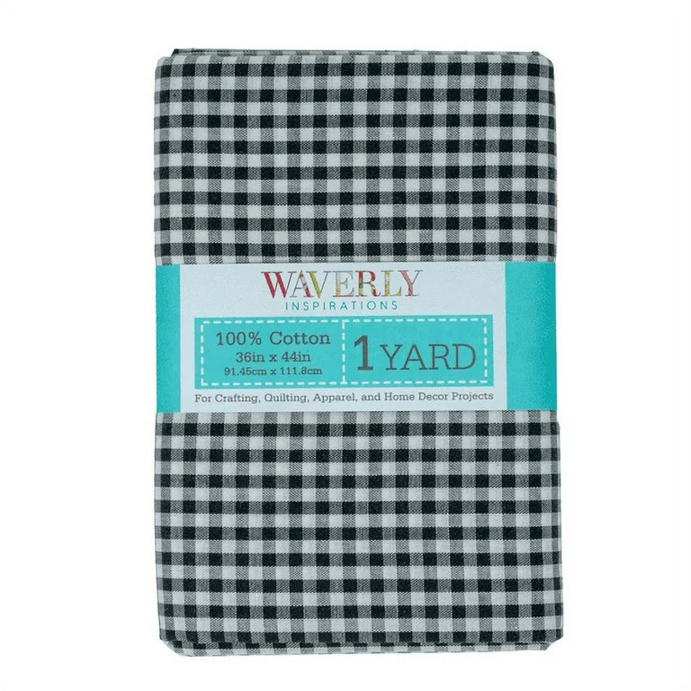 Waverly Inspirations 100% Cotton 44" Wide x 1 Yard Pre-cut Gingham 1" Onyx Print Sewing & Craftin... | Walmart (US)