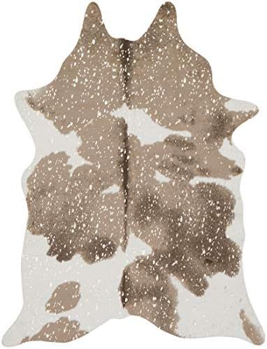 Loloi II Bryce Collection Faux Cowhide Area Rug, 5' x 6'6", Taupe/Champagne | Amazon (US)