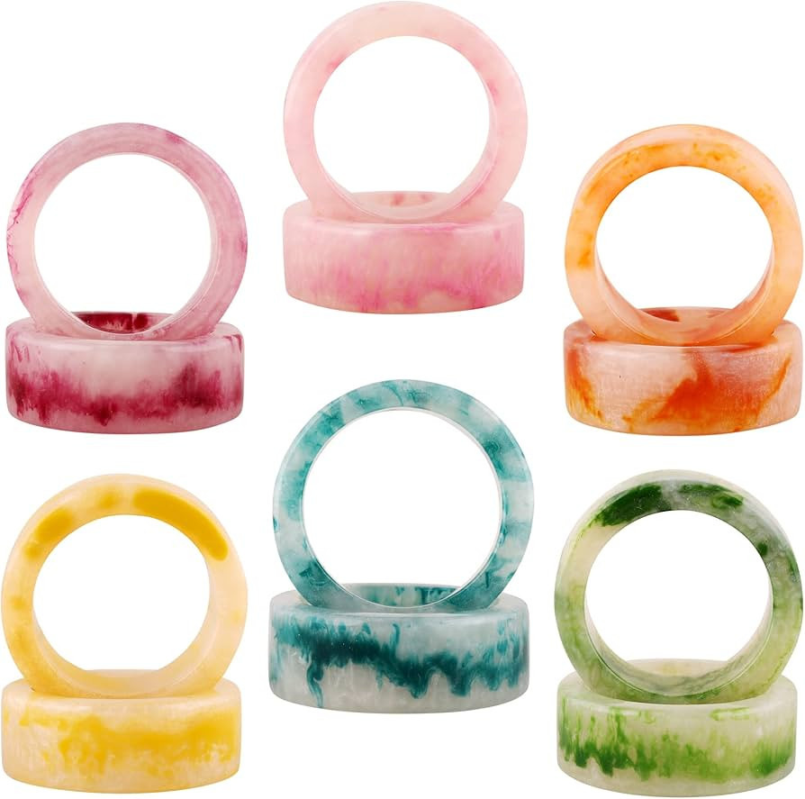 Set of 12 Epoxy Resin Napkin Rings - Colorful Napkin Ring Holders 1.5" Napkin Rings for Christmas... | Amazon (US)