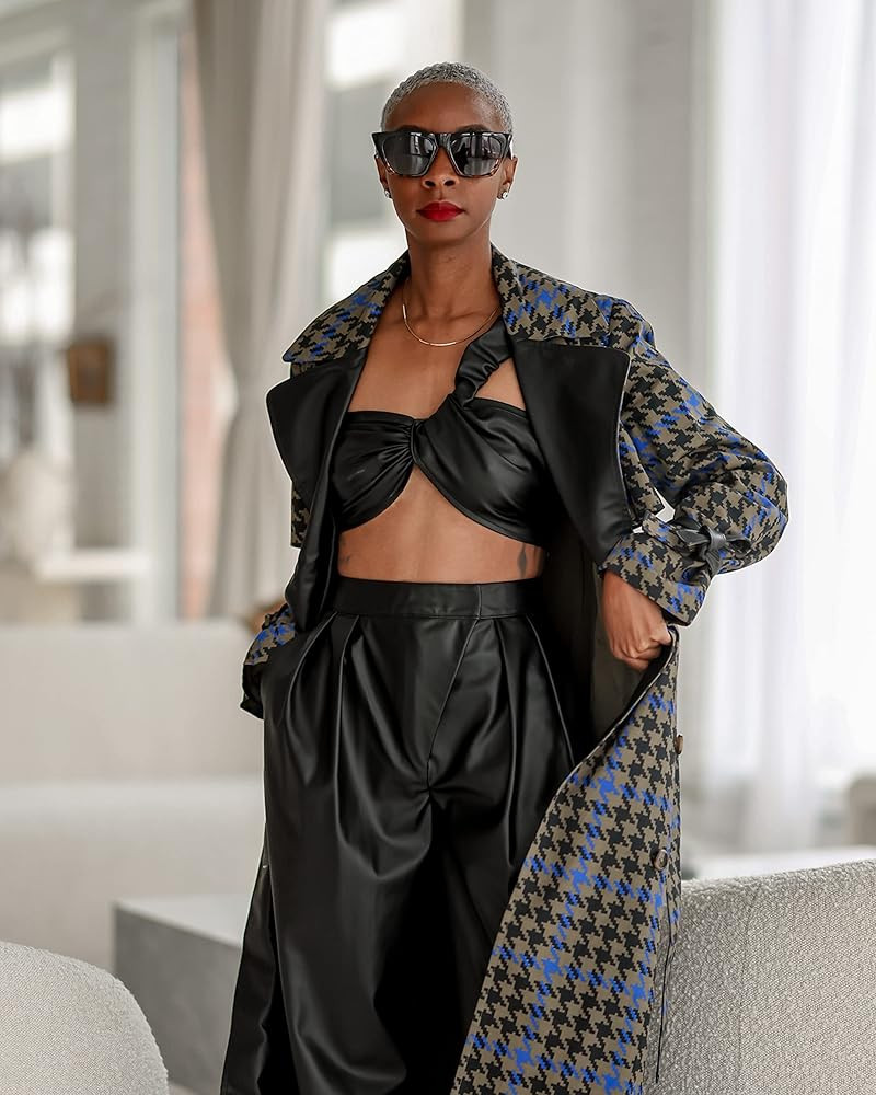 The Drop Women's @signedblake Black Vegan Leather Asymmetric Cropped Top | Amazon (US)