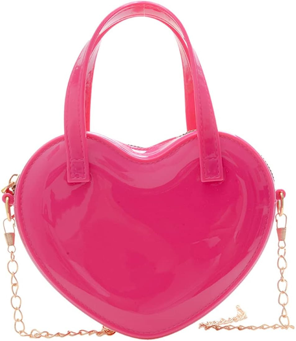 Girls Novelty Heart-Shaped Purse Chain Purse Zipper Closure Tote Handbag Shoulder Crossbody Bags ... | Amazon (US)