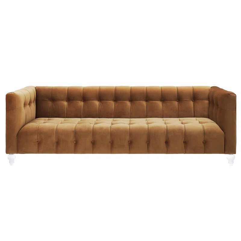 Doyon 90.55" Velvet Tuxedo Arm Sofa | Wayfair Professional