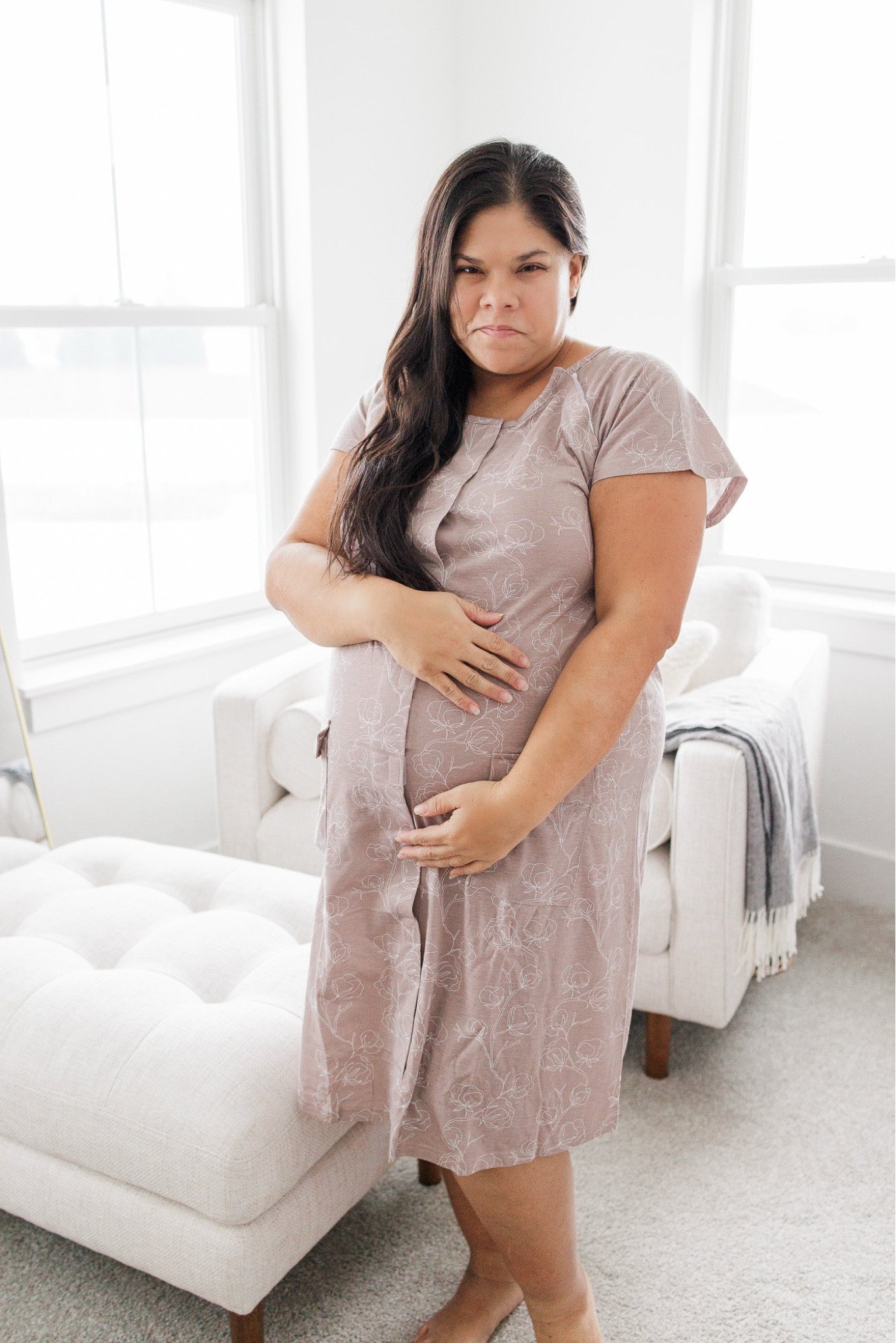 This labor + delivery gown is definitely going in my hospital bag! I brought my own my last pregnancy too, and it was so much more comfortable than wearing one from the hospital. This gown button downs in the front for nursing and skin-to-skin time and the Velcro closing on the back gives easy access for the epidural. 

I’m wearing their S/M/L size and am 35 weeks pregnant. 

Code: WEARLOVEWANDERS15 for 15% off your order 

#LTKBump #LTKPlusSize #LTKMidsize