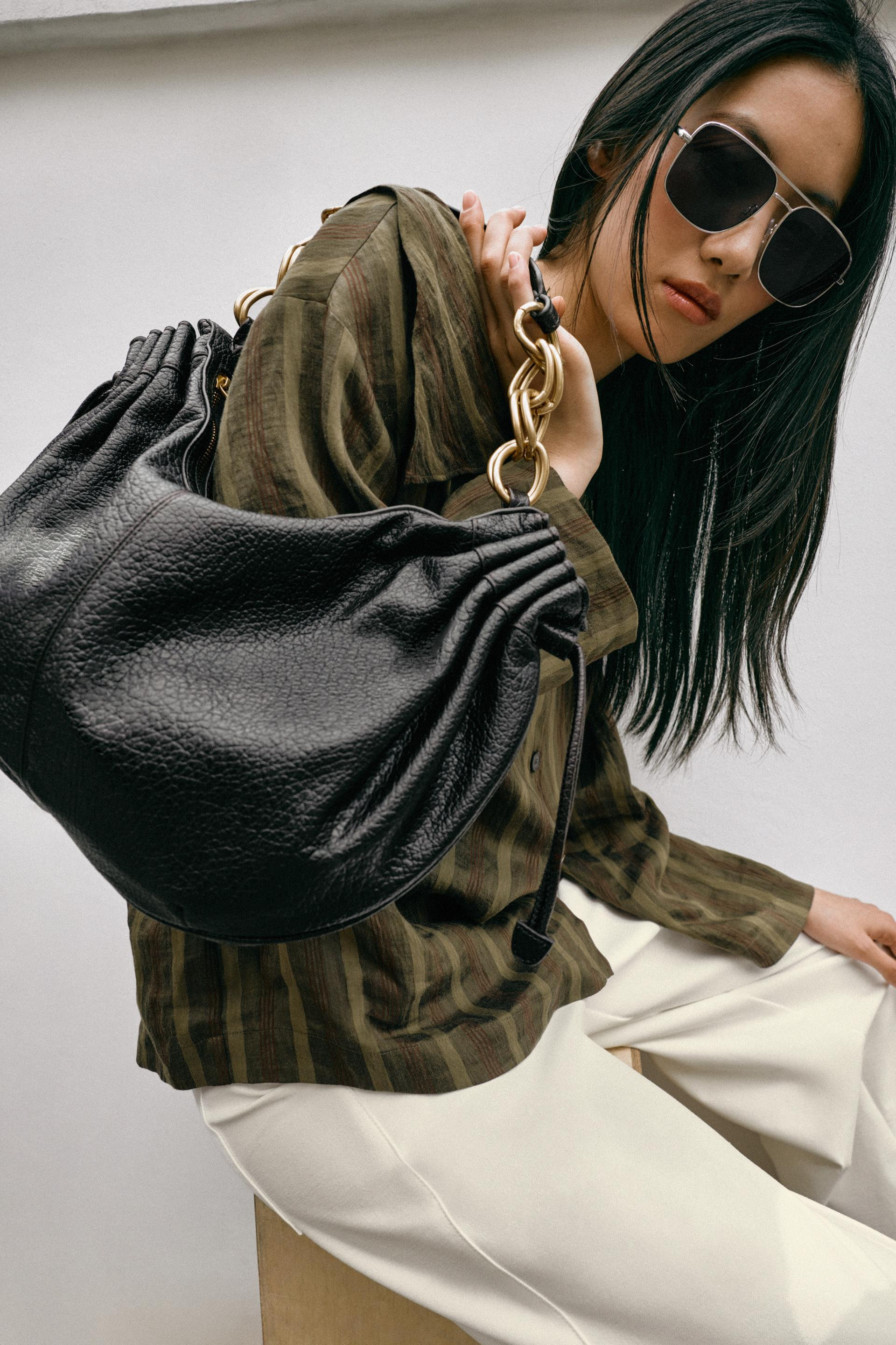 Zara - Gathered Shoulder Bag - Brown - One Size Only - Woman | Zara Canada