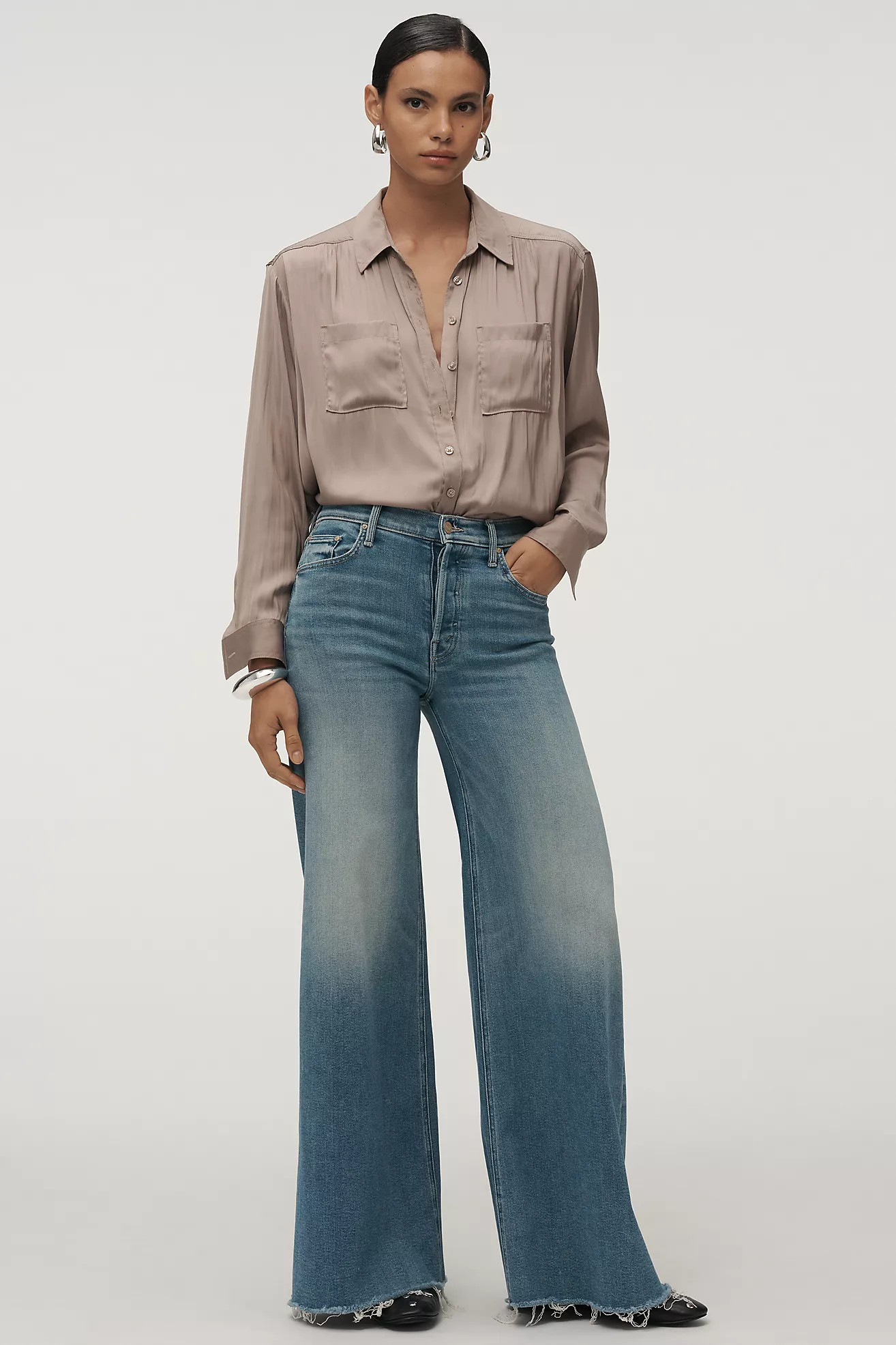 MOTHER The Tomcat Swisher Sneak High-Rise Wide-Leg Jeans | Anthropologie (US)