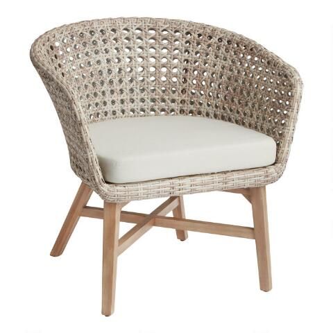 All Weather Wicker And Acacia Kandis Outdoor Chair | World Market