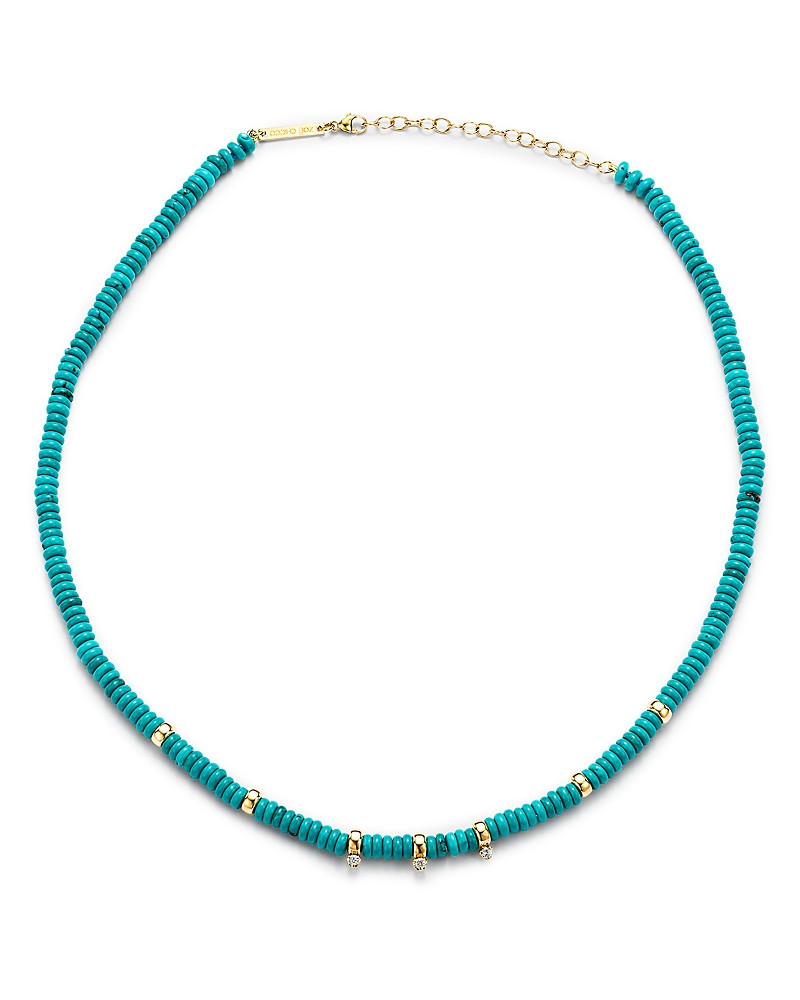 Zoe Chicco 14K Yellow Gold Gemstone Beads Turquoise & Diamond Collar Necklace, 16-18 | Bloomingdale's (US)