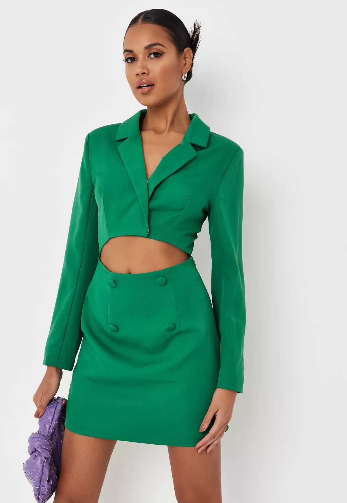 Green Cut Out Tailored Blazer Mini Dress | Missguided (US & CA)