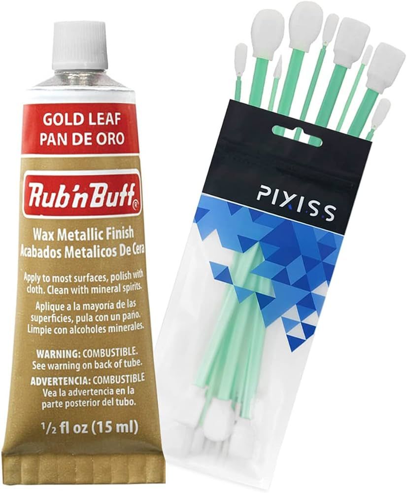 Rub and Buff FinishWax Metallic Gold Leaf, 0.5-Fluid Ounce, Pixiss Blending and Application Tools... | Amazon (US)