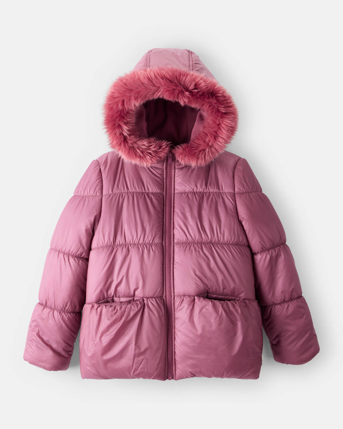 Girls Hooded Puffer Jacket - Burgundy | Carter's Inc