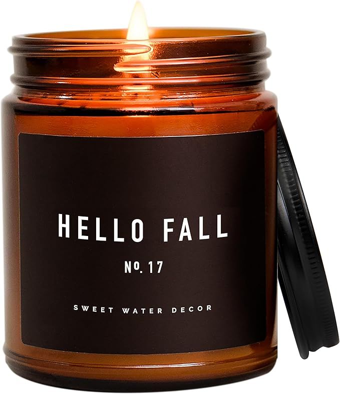 Sweet Water Decor Hello Fall Candle No. 17 | Cider, Cinnamon, Cloves, Apple, and Nutmeg Scented S... | Amazon (US)