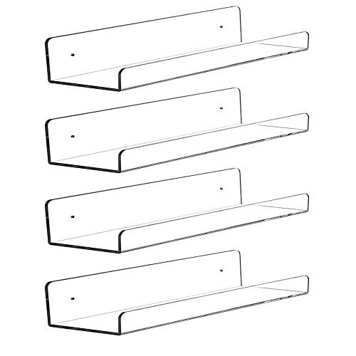 CY craft Clear Acrylic Floating Shelves Display Ledge, 5 MM Thick Wall Mounted Storage Shelf for Kit | Amazon (US)