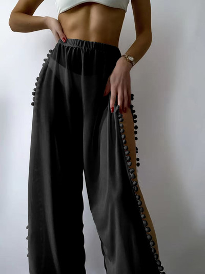 Chiffon Pom-pom Trim Cover Up Pants