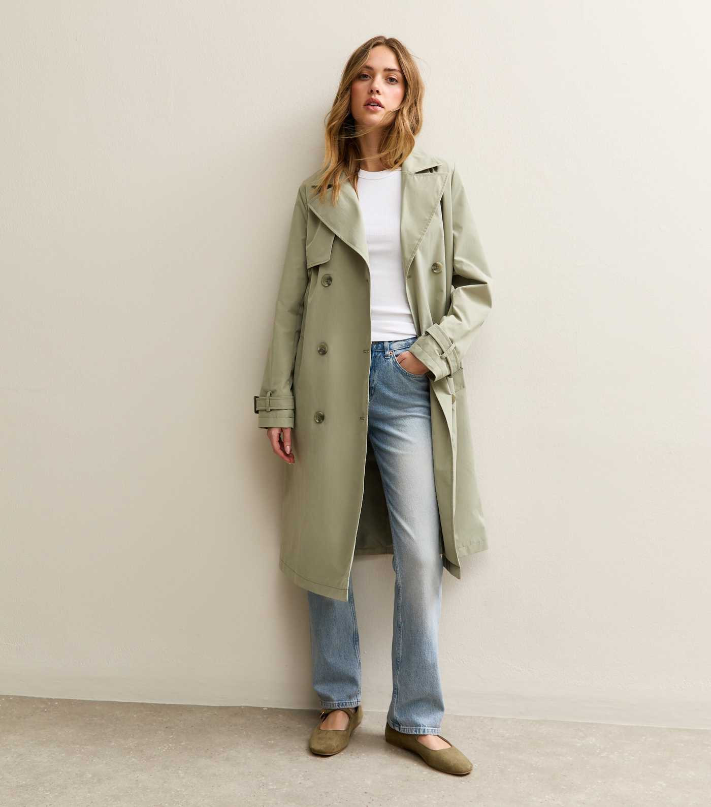 Light Khaki Double Breasted Trench Coat | New Look | New Look (UK)