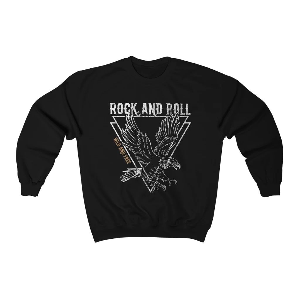 Eagle Wild & Free Rock & Roll Distressed Unisex Sweatshirt | Always Stylish Mama