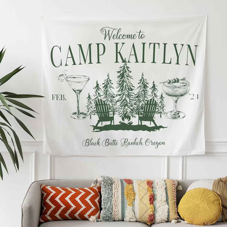 Bachelorette Party Decor, Camp Bachelorette Decor, Backdrop Camp Bachelorette, Last Trail Before ... | Etsy (US)