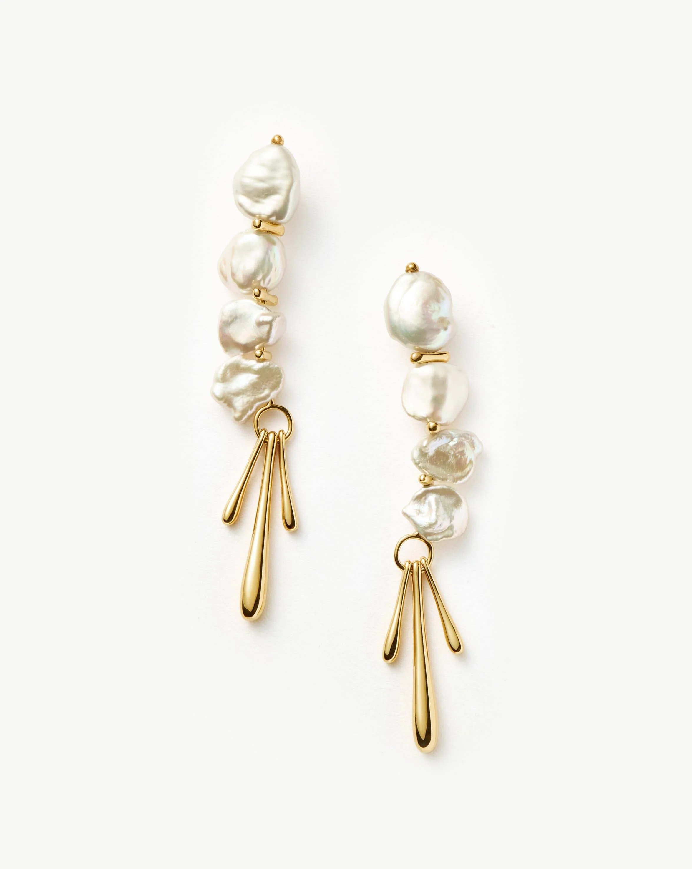Keshi Pearl Sculptural Drop Earrings | 18ct Gold Plated/Pearl Earrings | Missoma US