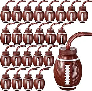 24 Set Football Ball Cups with Straws and Lids,10 oz Reusable Football Party Plastic Cups Bulk fo... | Amazon (US)