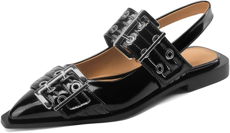 KOKOMOMO Women's Slingback Ballet Flats Goth Buckled Mary Jane Flats Pointed Closed Toe Women Foo... | Amazon (US)