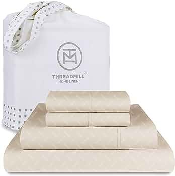 Threadmill 100% Cotton Sheets for King Size Bed | 4 Pc King Bed Sheets Set | Soft, Breathable Lig... | Amazon (US)